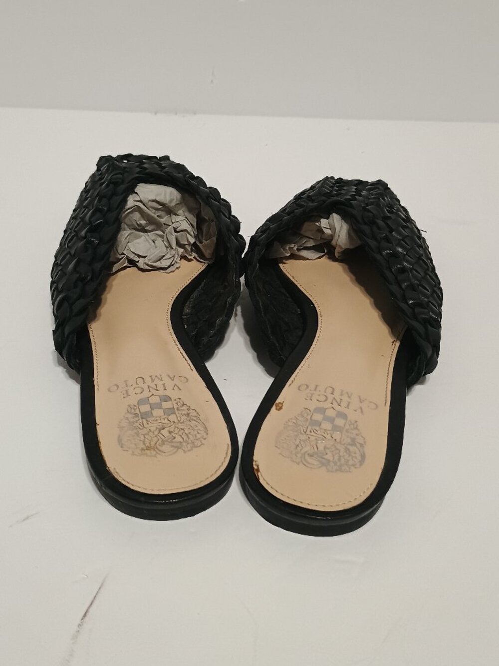 Vince Camuto Loralee Women’s 7.5M Black Woven Leather Square Toe Mule Flats - Picture 4 of 6